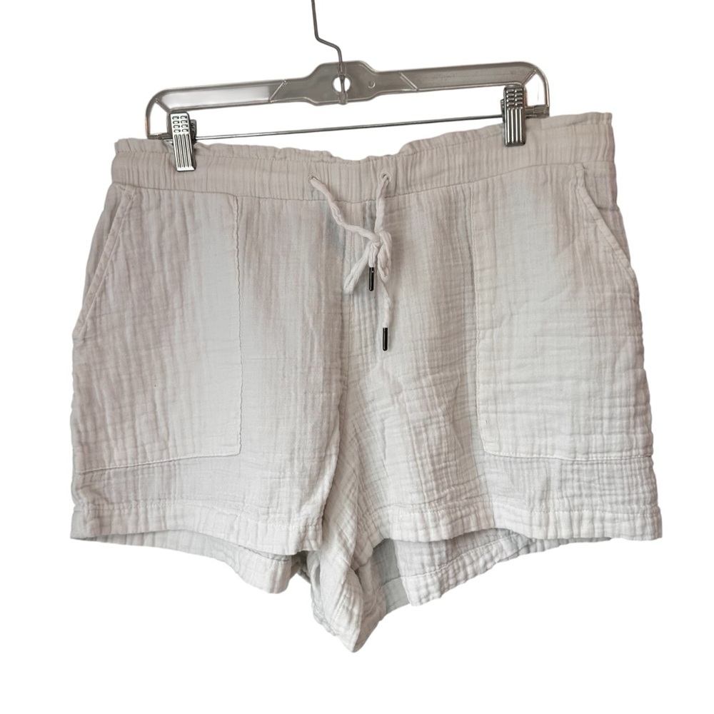 GAP Women's White High Waist Flowy Cotton Shorts, Large